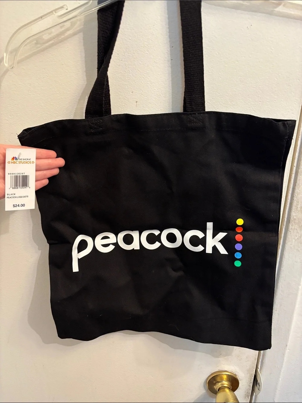 Peacock Black Logo Tote Bag